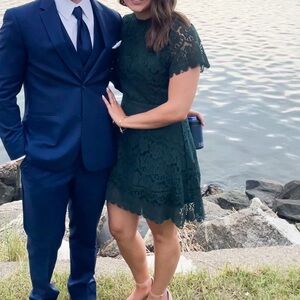 Pink Lily Green Lace Dress